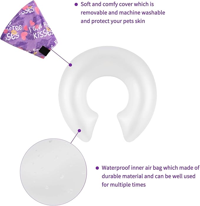 CuteBone Inflatable Dog Neck Donut with Removable Soft Fleece Covers for Small/Medium/Large Dogs and Cats After Surgery GWB06XL-PawvioPets