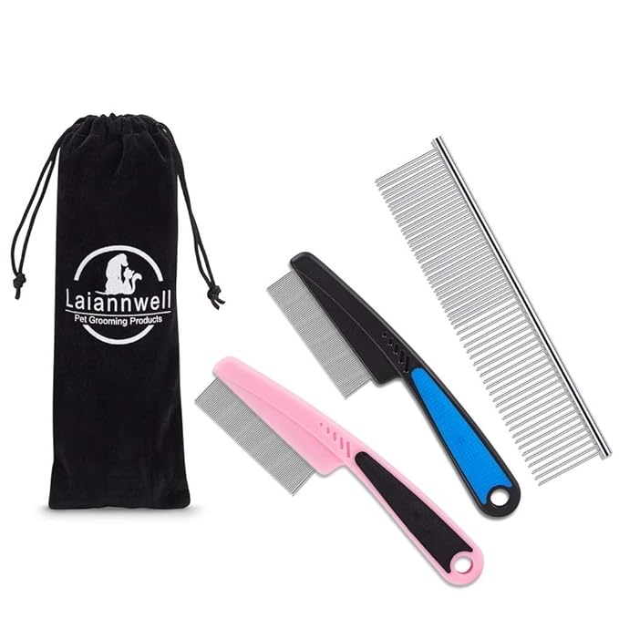 Cat Combs,Pet Comb Laiannwell Professional Grooming Comb for Dog/Cat/Small Pets(3 Packs)-PawvioPets