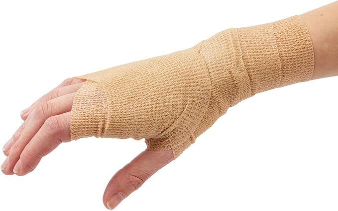 12-Rolls Self Adherent Bandage Wrap, Vet Tape - 3 in x 5 Yds Breathable, Elastic Cohesive Wrap Tape for Wrist, Swelling, Sports, Tattoo (Tan)-PawvioPets