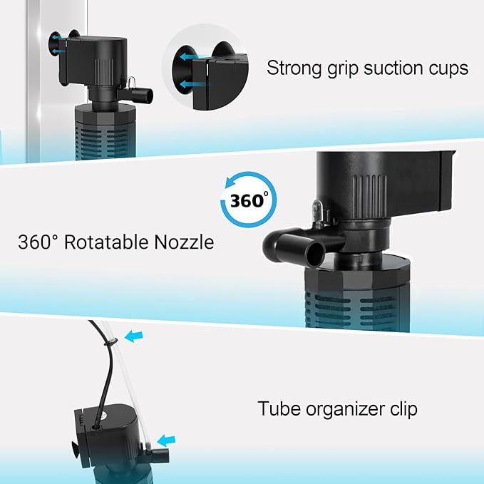 Aquarium Internal Filter for 30~100 Gallons - Ultra-Quiet Fish Tank Filters 400GPH Submersible Power Pump Filter with Biochemical Filtration Air Supply Water Clean-PawvioPets