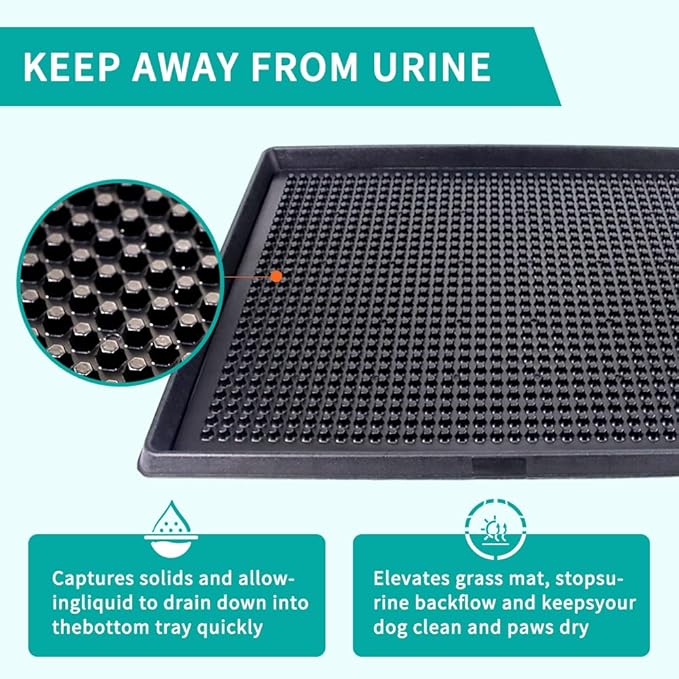 Dog Grass Pad with Tray 30"X20" - Portable Artificial Turf Potty Training Pee Mat for Large or Medium Dogs, Indoor/Outdoor Dog Litter Box for Balcony/Patio, Washable Reusable Fake Grass-PawvioPets