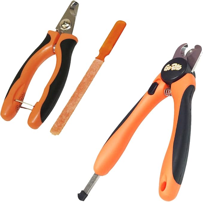GoPets Pet Nail Clipper Bundle for Dogs and Cats with Large and Small Nail Trimmer with Free Nail File Grinder with Quick Guard and Angled Blades for Safety 2 Nail Cutter Bundle-PawvioPets