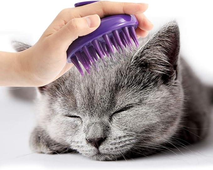 Cat Brush with Soft Rubber Pins, Washable Silicone Pet Brushes for Indoor Cats - Grooming Shedding Massage & Bath, Scratch-Free Removes Hair Mats, Tangles, and Loose Fur for Short to Long Haired-PawvioPets