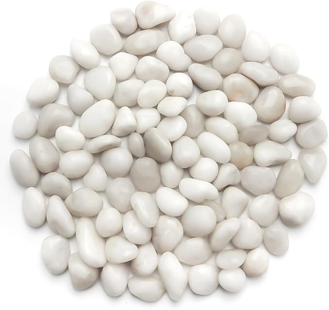 5 Lbs River Rocks for Plants,0.4-1.2 Inch Decorative Ornamental Pebbels, High Polished Stones for Garden Landscaping, Smooth Gravel Filler for Outdoor Plants, Succulents, Fish Tank and Vases, White-PawvioPets