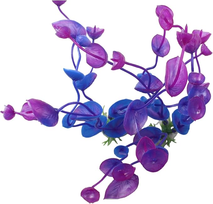 4 Pcs Green Artificial Plastic Plants Fish Tank Plants Fish Aquarium Decoration (Purple)-PawvioPets