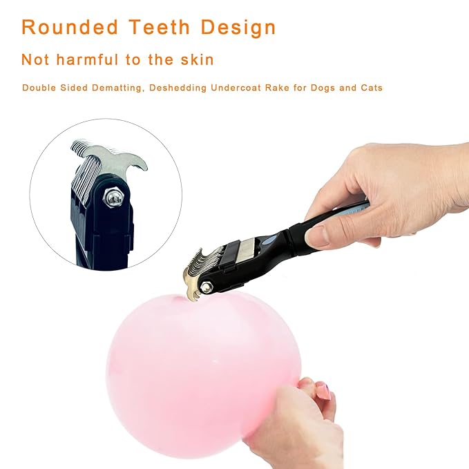 3-in-1 Pet Grooming Brush for Dogs & Cats – Double Sided Deshedding Tool with Stainless Steel Teeth, Detangler Comb & Undercoat Rake | Ergonomic Handle for Matted Fur Removal, Safe for Long/Short Hair-PawvioPets