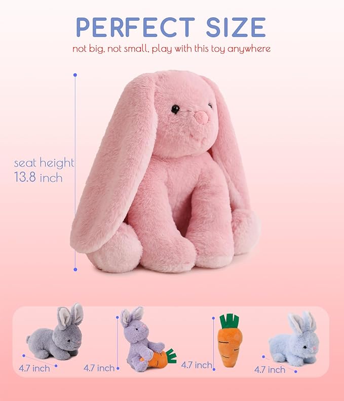 5 Pieces Rabbit Stuffed Animals for Girls,1 Mommy Rabbit with 4 Babies,Plush Bunny Stuffed Toy Gifts for Kids Children 3 4 5 6 7 8 9 Years,Soft Stuffed Bunny for Christmas,Birthday,Party Decorations-PawvioPets