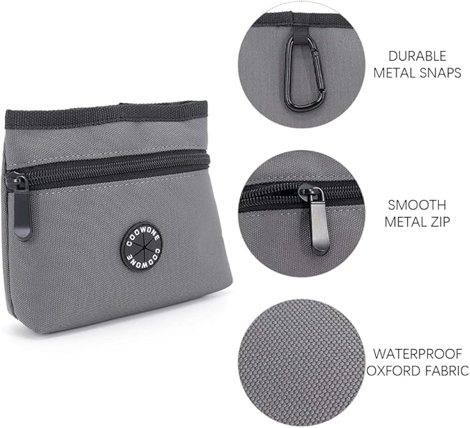 COOWONE Dog Treat Pouch with Pet Training Clicker, Detachable Dog Puppy Training Treat Bag, 900D Oxford Cloth Magnetic Closure Small Dog Poop Bag Holder for Travel or Outdoor Use-PawvioPets