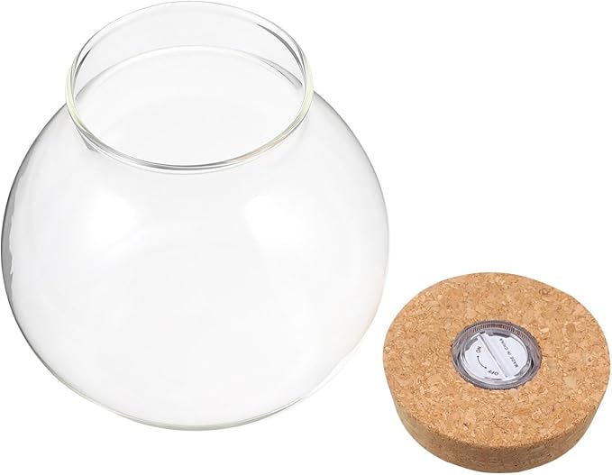 Fish Bowl with LED Light - Small Betta Fish Tank with LED Lighting and Lid Glass Fish Bowl Small Aquarium Glass Terrarium Container Bottle for DIY Landscape, Home Decor-PawvioPets