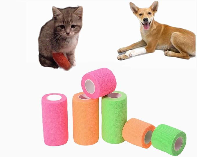 6 Pack 2" x 5 Yards Self Adhesive Bandage Wrap Breathable Cohesive Vet Wrap for Pets, Elastic Self-Adherent Tape for Sports, Wrist, Ankle (Purple)-PawvioPets