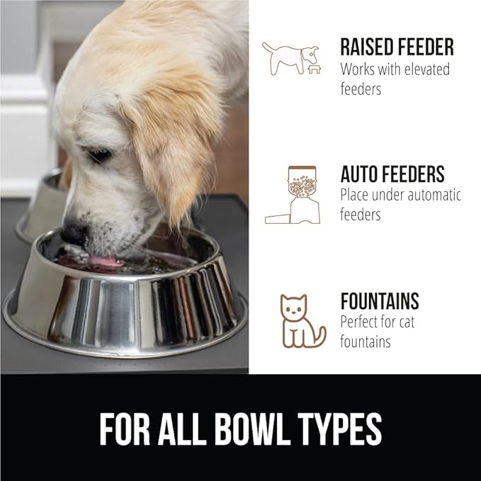 GORILLA GRIP 100% Waterproof Raised Edge BPA Free Silicone Pet Feeding Mat, Dog Cat Food Mats Contain Spills Protects Floors, Placemats for Cats and Dogs Water Bowl, Pets Accessories 16x10, Charcoal-PawvioPets