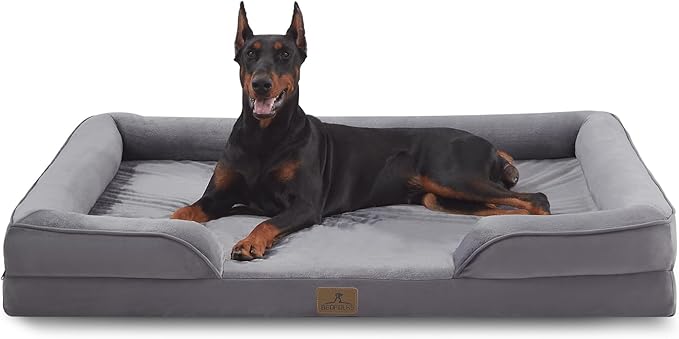 Bedfolks Orthopedic Dog Bed XXL, Waterproof Dog Sofa Bed for Giant Dogs, Egg Foam Pet Couch Bed with Removable Washable Cover and Nonslip Bottom, Dark Grey-PawvioPets