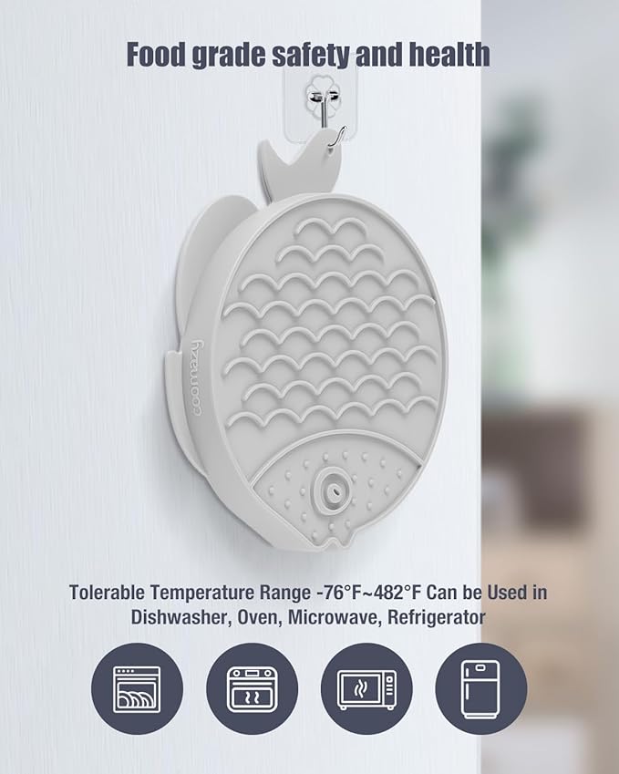 Coomazy 2-in-1 Silicone Slow Feeder Dog Cat Bowls, Interactive Puzzle Toy for Pets Dry/Wet Food Training, Keeps Dogs Cats Busy, Prevents Puppy Kitty Overeating (Smoky Gray, 1.2 Cup)-PawvioPets