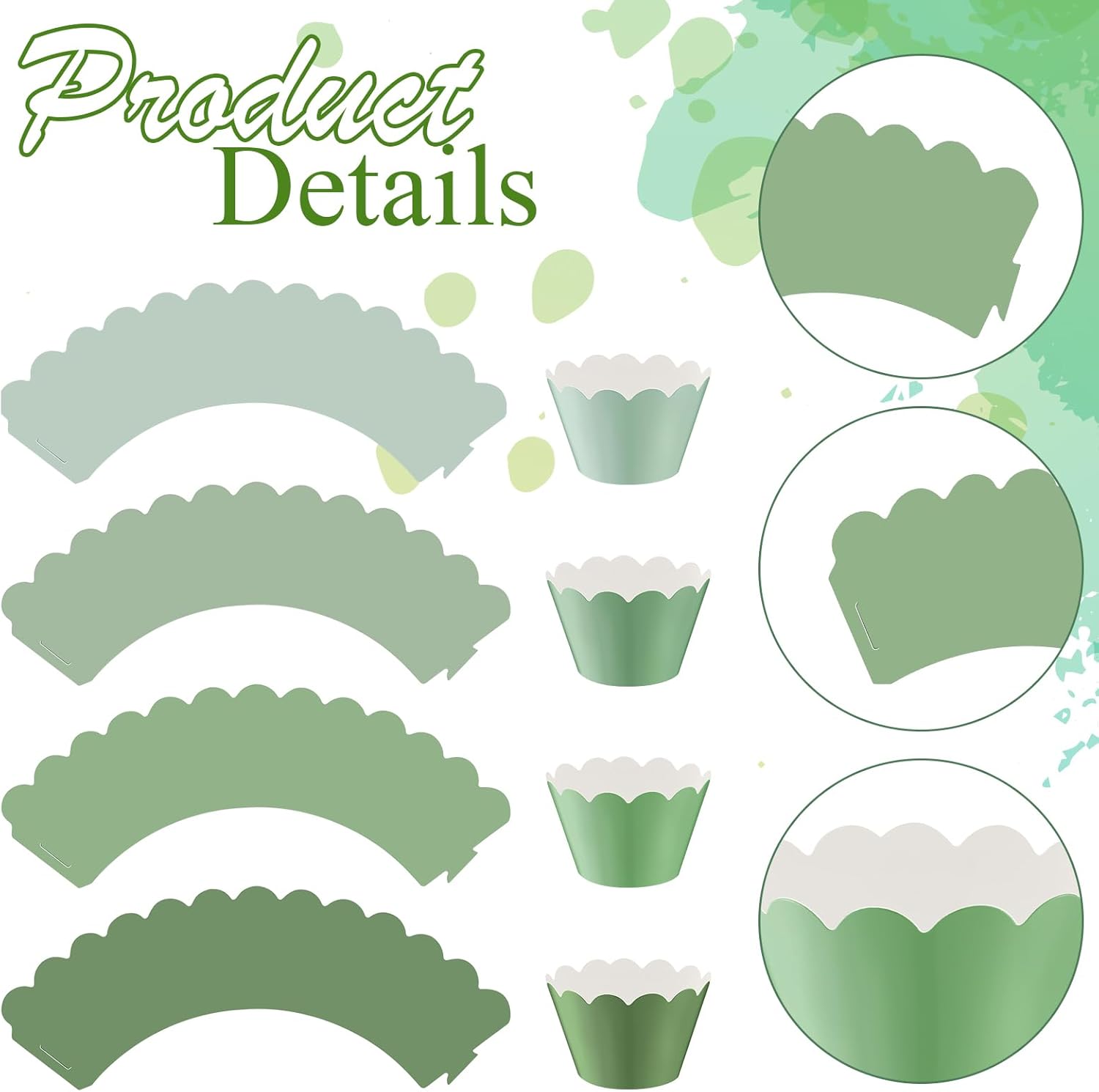 Domensi 100 Pcs Sage Green Cupcake Wrappers Rustic Cupcake Liners Baking Cups Baking Liners for Spring Summer Wedding Bridal Baby Shower Birthday Party Supplies Dessert Decoration
