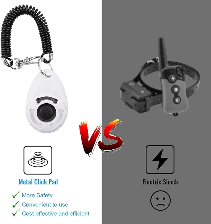 Dog Clicker for Training, 2 Pack Dog Training Clicker, Clicker Dog Training with Wrist Strap, Pet Training Clicker, Perfect for Dog Cat Puppies Behavioral Training (Blue and White)-PawvioPets