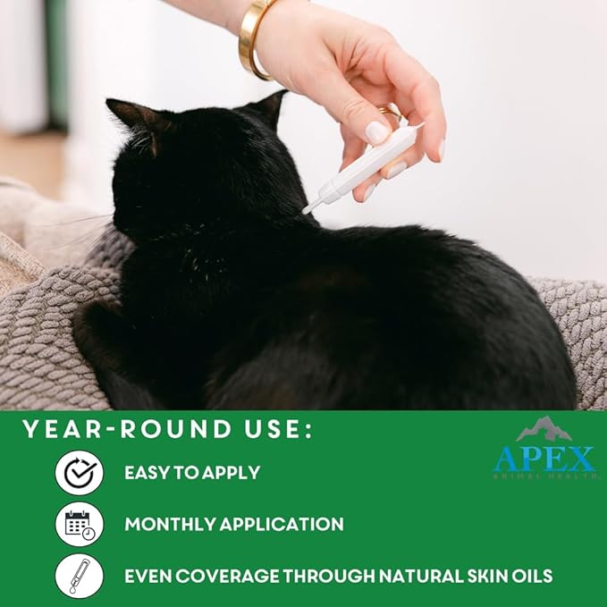 Apex Plus Cat Flea and Tick Treatment | 6-Month Supply, Over 1.5 lbs | Flea Treatment for Cats & Kittens | 24-Hour Activation, Waterproof, 30-Day Protection-PawvioPets