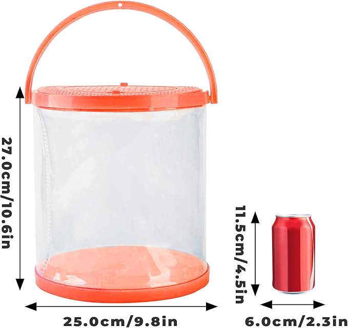 Foldable Small Aquarium, Portable Fish Tank, Fish Transport Container, Plasitc Fish Bowl, Beginner Tank, Great Concept for Catching and Release Critters, Beach, Pool and Lake (Red, Large)-PawvioPets