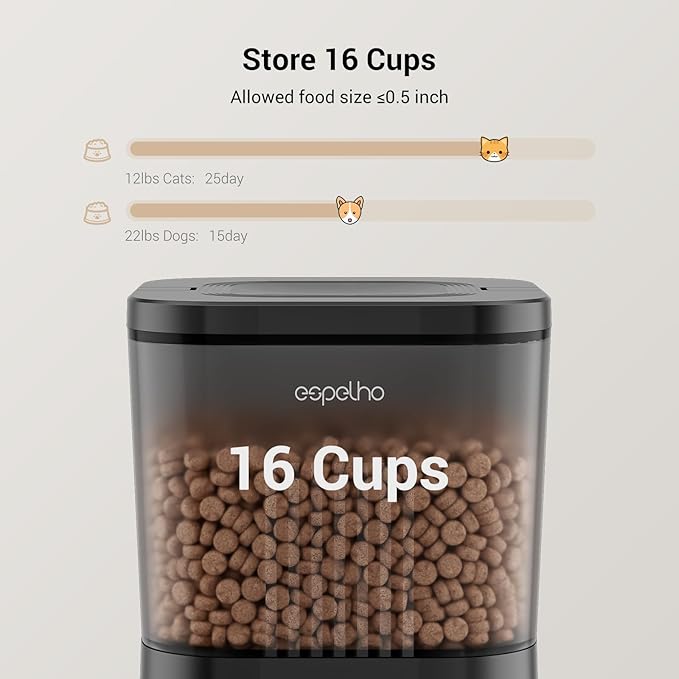 Espelho Automatic Cat Feeders WiFi: Food Dispenser with App Control 2.4Ghz WiFi- Smart Timed Cats Feeder with Voice Recorder| 4L Auto Pet Feeder for Cat and Small Dog- Up to 10 Meals per Day-PawvioPets