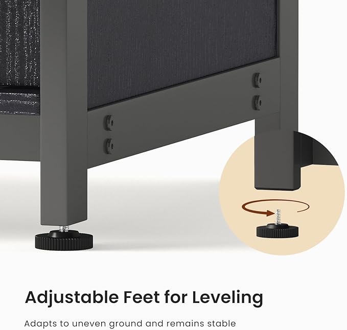 55-75 Gallon Aquarium Stand Heavy Duty Steel Frame, Fish Tank Cabinet with Accessories Storage for Reptile Terrarium & Turtle Tank - 1000lbs Capacity (Black)-PawvioPets