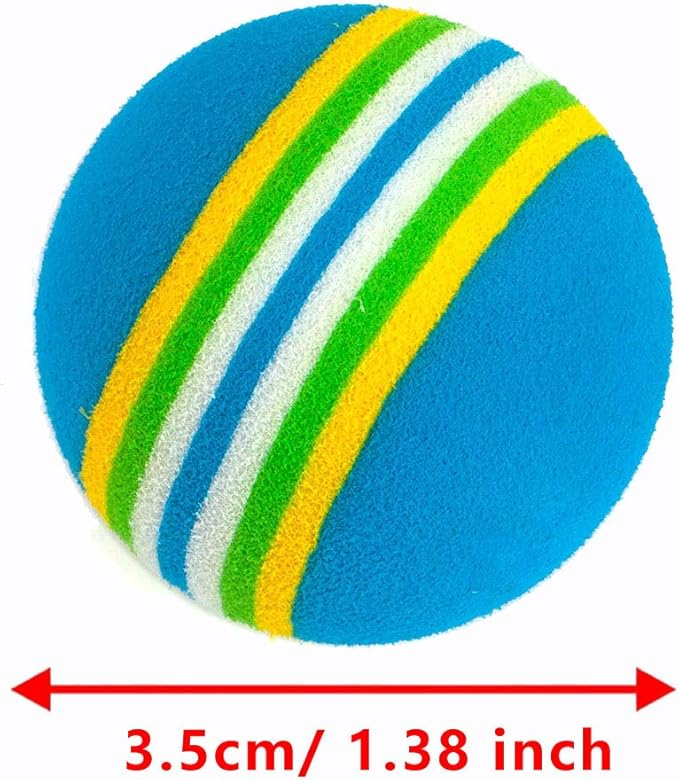 12 Pack 2 Color Rainbow Cat Toy Balls Soft EVA Foam Interactive Indoor Kittens Favorite Toys 1.38" Dia. Small Dogs Puppies Toy Balls Bulk Activity Chase Quiet Play Sponge Ball-PawvioPets