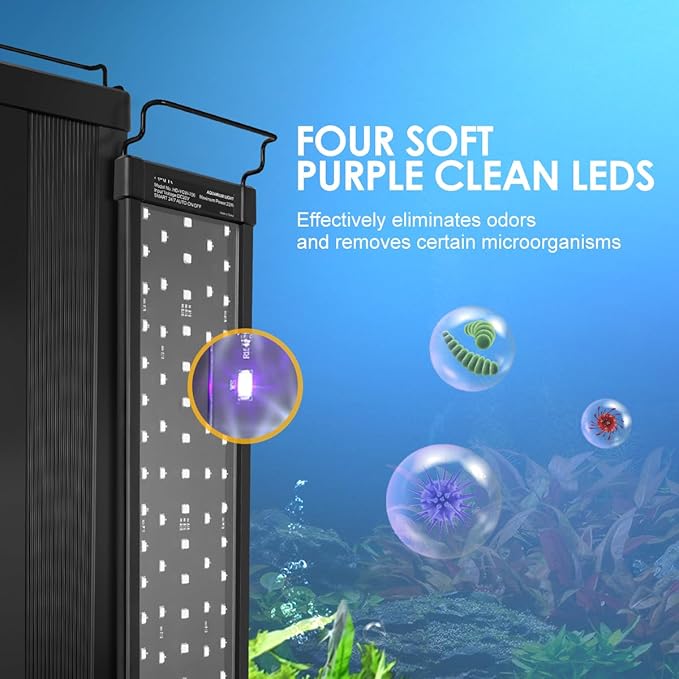 Aquarium Light,36W 24/7 Natural Mode,9 Light Modes(Water Grass Mode & 7 Colors & Cycle),Adjustable Timer and 7 Color Brightness - with Expandable Mounting Bracket for 36~42IN Fish Tank-PawvioPets
