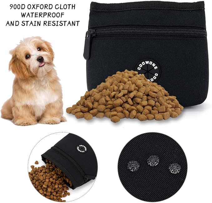 COOWONE Dog Treat Pouch with Pet Training Clicker, Detachable Dog Puppy Training Treat Bag, 900D Oxford Cloth Magnetic Closure Small Dog Poop Bag Holder for Travel or Outdoor Use-PawvioPets