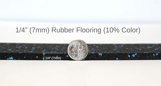 American Floor Mats 1/4in (7mm) Thick 10% Blue/Grey 4' x 40' Heavy Duty Rubber Rolls, Protective Exercise Mats, Home Gym Rubber Flooring-PawvioPets