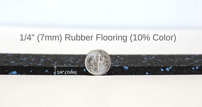 American Floor Mats 1/4in (7mm) Thick 10% Blue/Grey 4' x 18' Heavy Duty Rubber Rolls, Protective Exercise Mats, Home Gym Rubber Flooring-PawvioPets