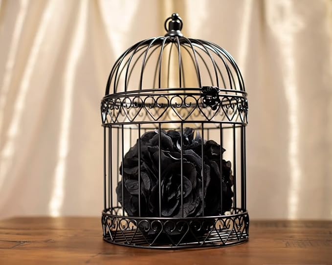 Anderson's Decorative Black Wire Birdcage Wedding Centerpiece, Table Décor, Hanging Decorations, Reusable-PawvioPets