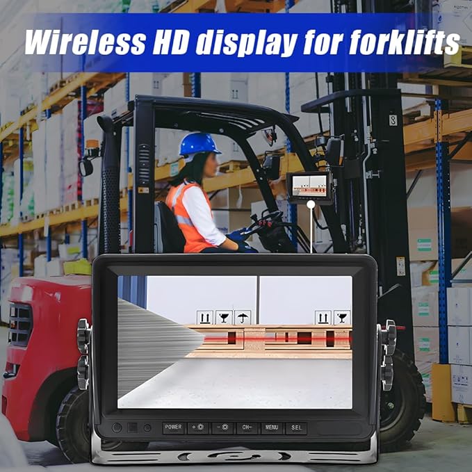 7-inch Forklift Reversing Monitor, HD Night Vision 1080P Magnetic Wireless Reversing Camera, Waterproof IP68, IR Laser Positioning Camera for Forklifts, Vans, Trucks and Trailers-PawvioPets