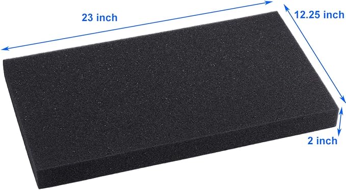 AQUANEAT Aquarium Filter Sponge Open Cell Foam Sheet Bio Sponge Filter Media Pad HMF Fish Tank Sump Divider (23" Lx 12.25" W x 2" H, Black)-PawvioPets