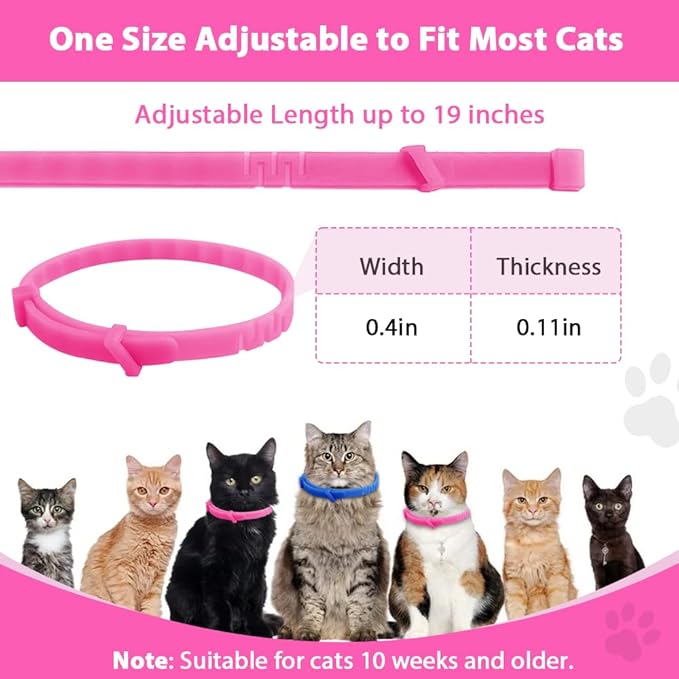 4 Pack Flea and Tick Collar for Cats, Natural Plant Oil Formula Cat Flea Collar Provides 32-Month Protection for Flea & Tick Prevention, Waterproof & Adjustable Cat Flea Treatment for Most Cats-PawvioPets