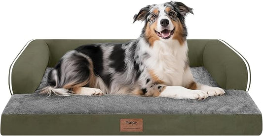 Extra Large Dog Bed-Orthopedic Waterproof XL Dog Bed for XLarge Extra Big Dogs - Foam Couch Sofa Washable with Removable Cover-Dark Green-PawvioPets