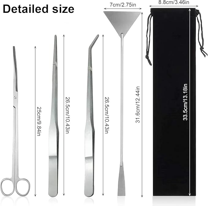 4 in 1 Aquascaping Tools Aquarium Plant Tools Anti-Rust Fish Tank Tools Stainless Steel Tweezers Scissors Spatula for Fish Starter Kits, Aquariums Tank and Terrarium-PawvioPets