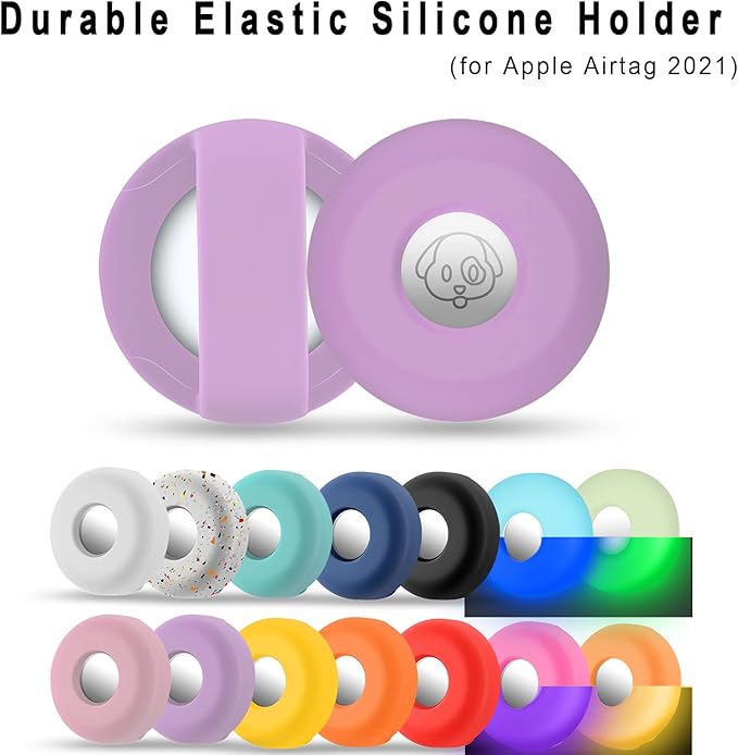 Airtag Holder for Dog Collar, Cibaabo Silicone Air Tag Case Cover Compatible with Apple Airtags for 0.8-1.2inch Cat Pet Collar Harness Loop-PawvioPets