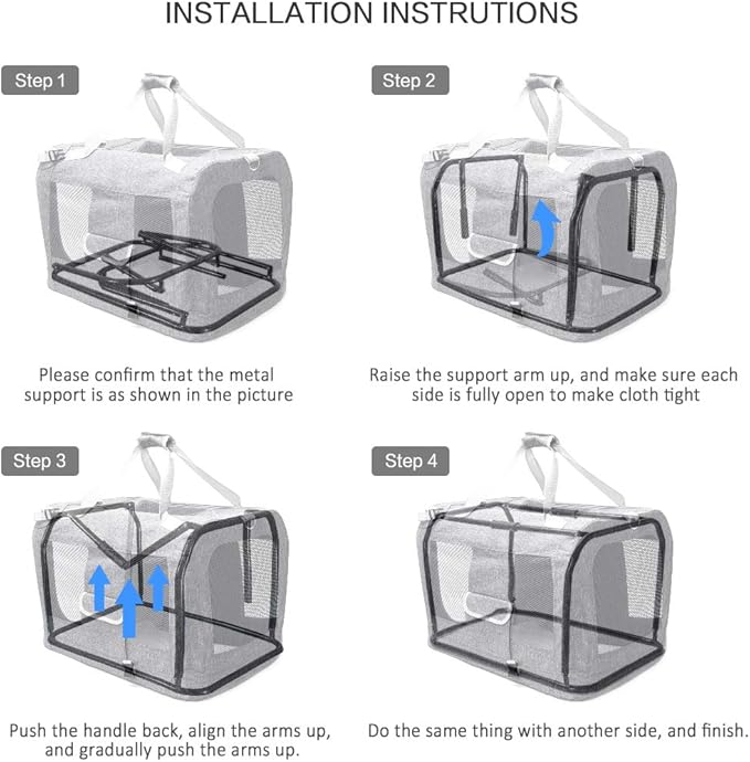 Extra Large Cat Carrier Soft Sided, Portable Small Dog Carrier for 2 Cats, 24"x16.5"x16" Car Travel Folding Comfortable Design with Bowl, Grey-PawvioPets