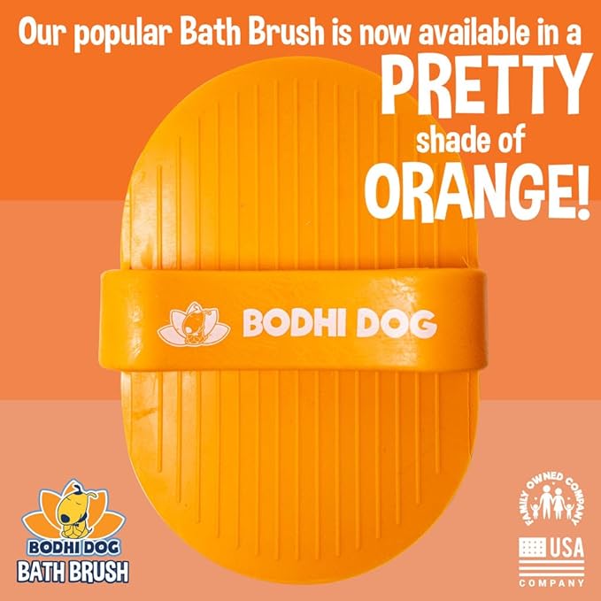 Bodhi Dog Shampoo Brush - Pet Grooming & Bath Supplies for Dogs and Cats - Bath Brush for Long & Short Hair - Premium Scrubber for Shower, Bathing & Massage (One Pack, Orange)-PawvioPets
