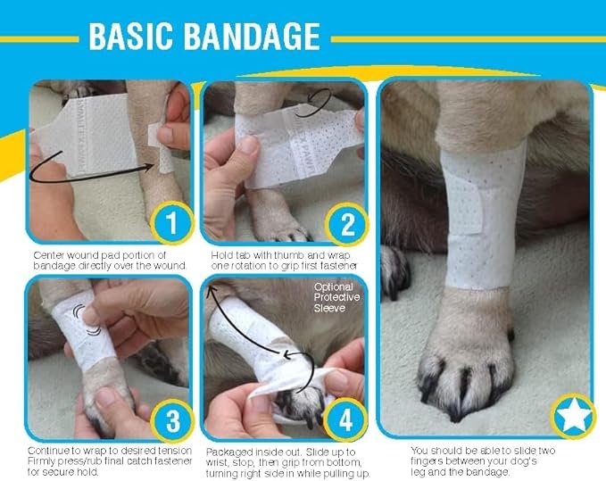 Basic Leg Bandages for Dogs, Cats Pets - First-Aid Non Adhesive Fur Friendly, Soft Stretch Wound Care, Hot Spots, Fungus, Adjustable Fastening Strap Value Pack (2XS/XS 20-Pack)-PawvioPets