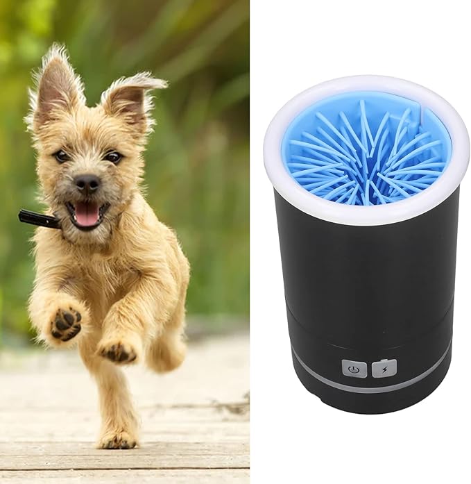 gernie Electric Pet Washer, 2000mAh USB Rechargeable Automatic Dog Washer 2 in 1 Portable Dog Foot Cleaner with Soft Brush for Small Medium Dogs s and Cats-PawvioPets