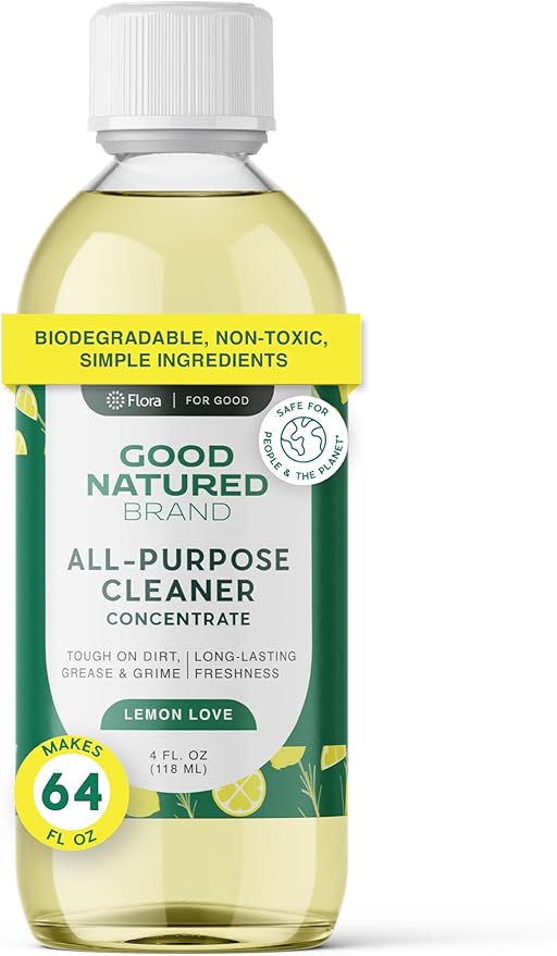 Good Natured Brand All-Purpose Cleaner Concentrate | Multi-Surface Cleaner | Natural Lemon Essential Oil | Multipurpose Cleaner Concentrate All Surfaces | Lemon Love | 4oz makes 64oz-PawvioPets