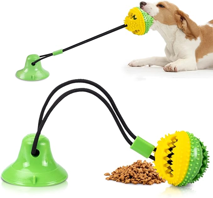 Dog Toys, Dog Chew Toys for Aggressive chewers, Puppy Training Treats Teething Rope Toys for Boredom, Puzzle Treat Food Dispensing Ball for Puppies Teething Small Dogs (Green)-PawvioPets