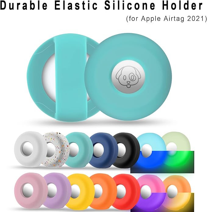 for Airtag Holder for Dog Collar, Cibaabo Silicone Air Tag Case Cover Compatible with Apple Airtags for 0.8-1.2inch Cat Pet Collar Harness Loop-PawvioPets