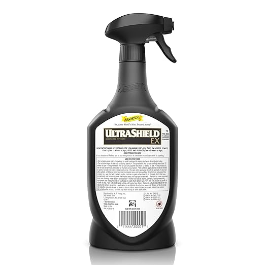 Absorbine UltraShield EX 32oz Sprayer Insecticide, Kills & Repels Flies, Mosquitoes, Ticks, Fleas, Lice, Use on Horses, Dogs, Premises-PawvioPets