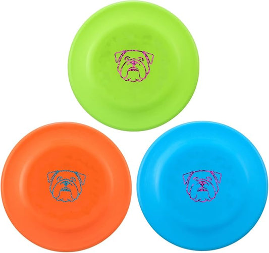 Dog Flying Disc, 3 Pcs Competition Dog Flyer Toy, Soft Indestructible Rubber Lightweight Flying Discs Toy for Dogs - Floats On Water, Gentle On Teeth and Gums-PawvioPets