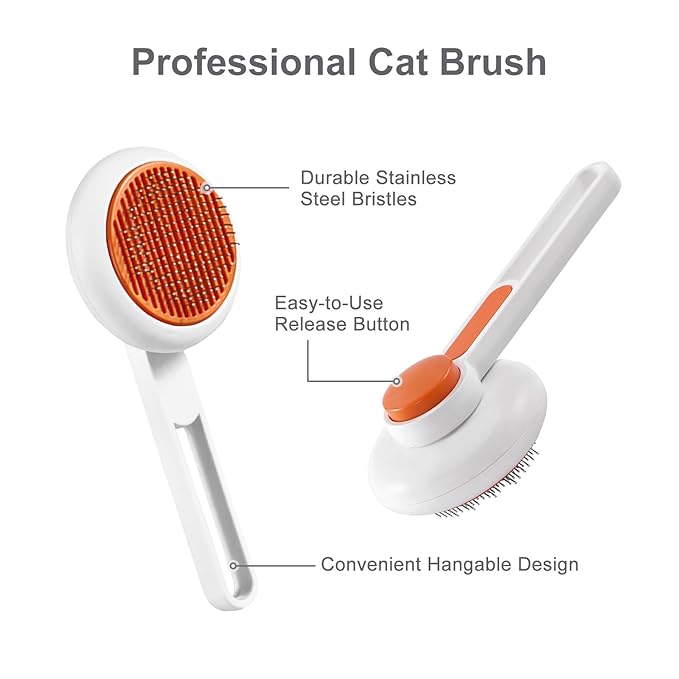 Cat Brush with Release Button, Pet Grooming Brushes for Shedding, Suitable for Long and Short Haired Cats and Dogs, Easy to Remove Removes Loose Undercoat-PawvioPets