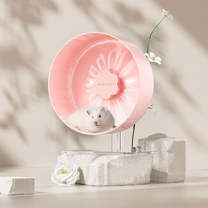 BUCATSTATE Hamster Exercise Wheel 10.2", Upgraded Super-Silent Spinner Hamster Running Wheels with Adjustable Base & Rust-roof Bearing for Dwarf Syrian Hamster Gerbils Rats-PawvioPets