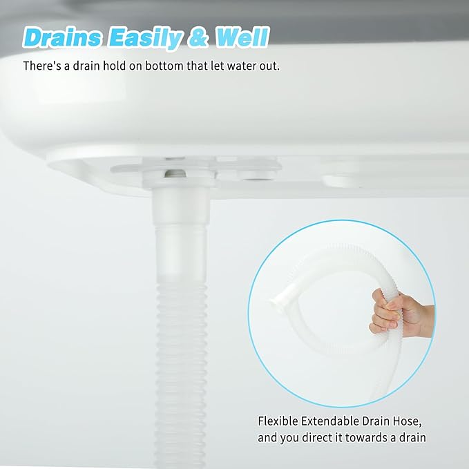 FHTONGE Elevated Dog Bathtub Grooming Station with Drain Adjustable Collar, 2 in 1 Collapsible Dogs Beautify Bathtub Portable Pet Washing Station, Pet Tub for Small Medium Dog Cat Shower Hairdressing-PawvioPets