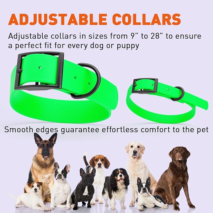 Dogline Biothane Waterproof Dog Collar Strong Coated Nylon Webbing with Black Hardware Odor- Proof for Easy Care Easy to Clean High Performance Fits Small Medium or Large Dogs, Tropical Green-PawvioPets