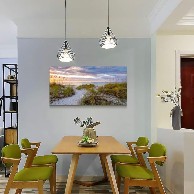 canvas wall art for living room bedroom Wall Decor ocean sand dunes grass Landscape painting Ready to Hang Home Decorations office family bathroom kitchen sea beach canvas art Prints pictures Works-PawvioPets