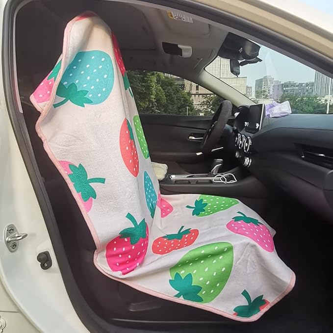 Car Seat Cover Protector Front Seats,for Gym Workout,Running,Swimming,Beach and Hiking,Waterproof Sweat Towel Bucket Seat Covers for Cars SUV Trucks (Strawberry, 1Pcs)-PawvioPets